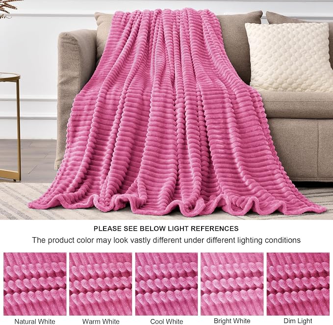 BEDELITE Ribbed Jacquard Hot Pink Blankets Queen Size - Image 7