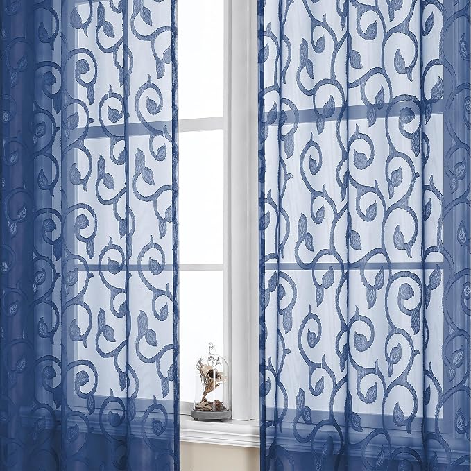 Furman Blue Sheer Curtains 84 inches Long by OWENIE