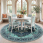 RELEANY Washable Area Rug, Round 7ft, Teal | Non-Slip, Water Repellent by RELEANY