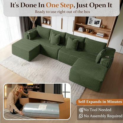 138" Cloud Sectional Couch, Comfort U Shaped Sofa - Image 3