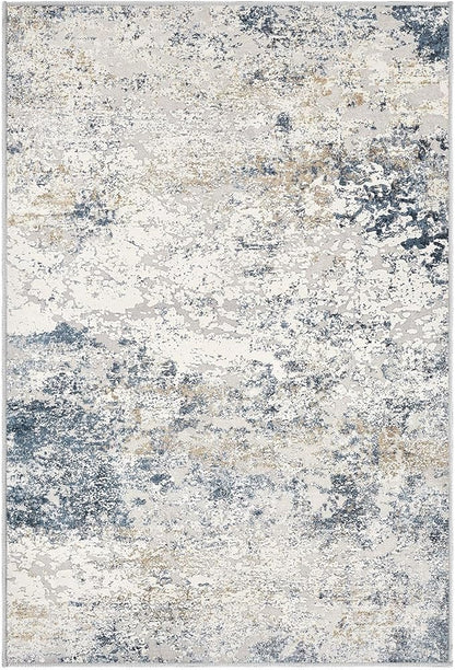DMOYEST 2x3 Entryway Area Rug Washable Abstract Beige Blue Small Carpet | - Image 9