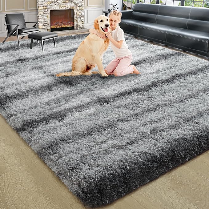 4x6 Grey Fluffy Soft Area Rug Non-Slip - Image 9