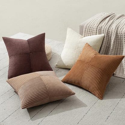 MIULEE Brown Throw Pillow Covers 20x20 Inch Set of 4 Boho Farmhouse Cushion - Image 6