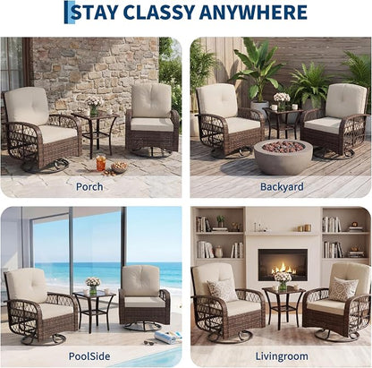 3-Piece Patio Furniture Set, 2 Swivel Rocking Chairs - Image 8