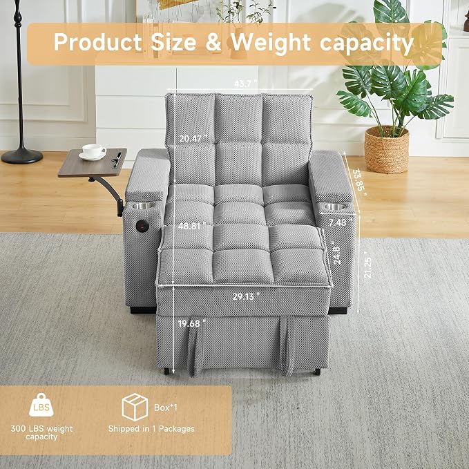 Large Size Convertible Sleeper Chair Futon Sofa Bed, Comfortable thick cushion - Image 2