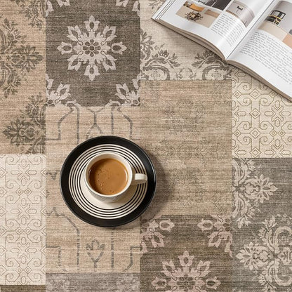 UERMEI 5x7 Area Rug for Living Room, Washable Brown Modern Geometric Patchwork - Image 8
