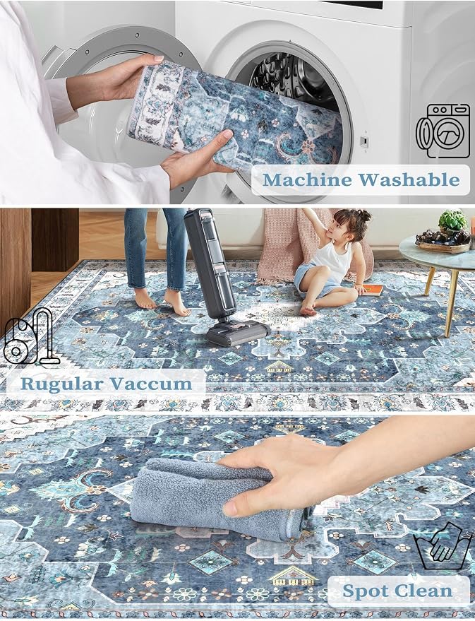SERISSA 2x5 Washable Non Slip Boho Runner Rug - Image 3