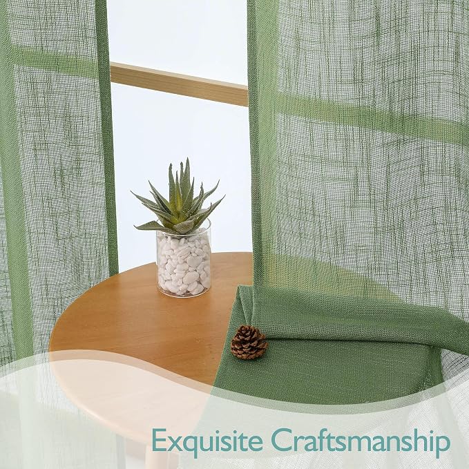 Chyhomenyc Sage Green Semi Sheer Curtains 84 Inches Long 2 Panels Set, Light - Image 6