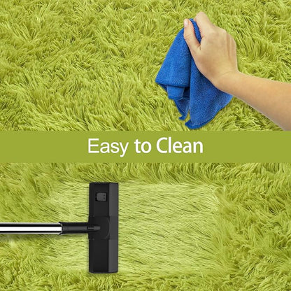 2x8 Bedside Area Rugs for Bedroom Soft Fluffy Shag Green Rug for Hallway - Image 7