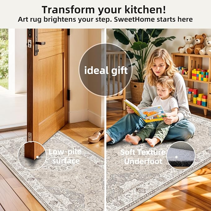4 Pieces Kitchen Rug Set: Washable Water Resisitant Carpet - Image 6