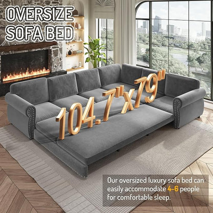 118" L-Shaped Sleeper Couch Bed - Image 6
