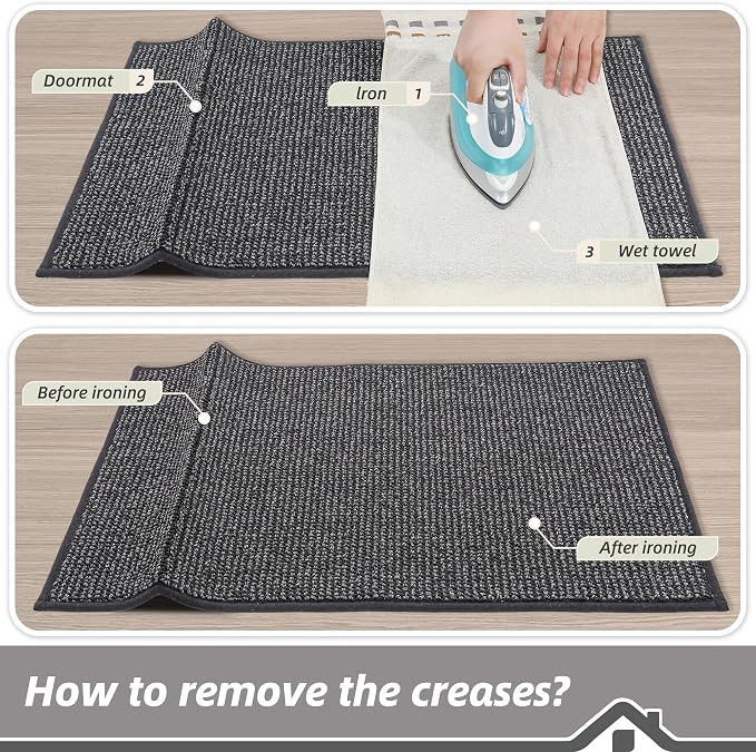 BEQHAUSE Dirt Trapper Door Mat 20"x32", Non-Slip Washable Doormat, Charcoal | - Image 9