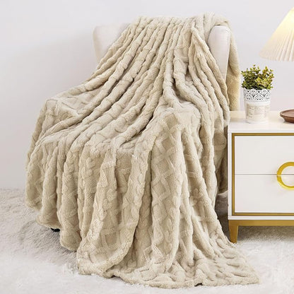 Aganear Fleece Throw Blanket for Couch Sofa 60"x80" Khaki | Lightweight Fuzzy - Image 4
