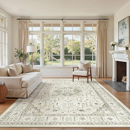 6x9 Area Rugs for Living Room, Large Washable Rug, Dining Room, Low Pile by Zesthome