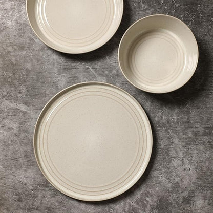 Stone Lain Claire 4-Piece Dinner Plate Set Stoneware, Plates, Dishwasher and Microwave Safe, Dish Set for 4, White