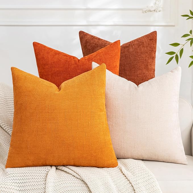 Set of 4 Soft Textured Decorative Throw Pillow Covers 18x18 Inch Cozy Farmhouse by Cozoomy