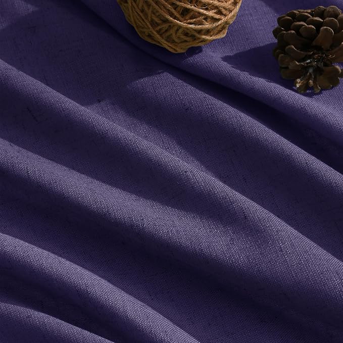 Purple Linen Blend Light Filtering Back Tab Curtains 108 Inches Long, Semi - Image 5