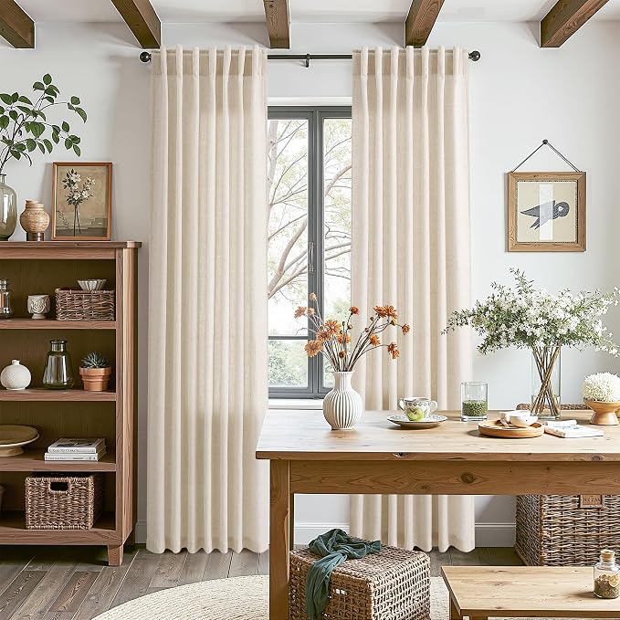 Linen Curtains for Living Room 90 Inches Long Modern Farmhouse Decor Light - Image 7
