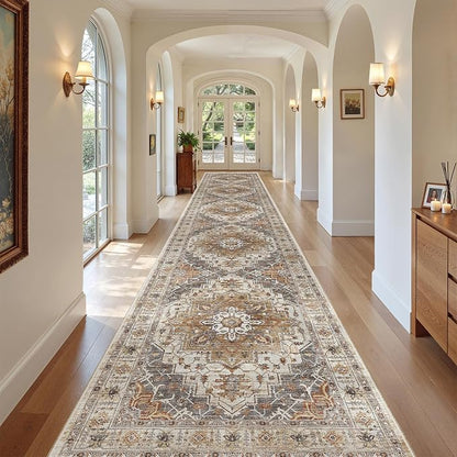 Madane Hallway Runner Rug 3x20 Washable Kitchen Runners 20ft, Turmeric/Grey | - Image 3