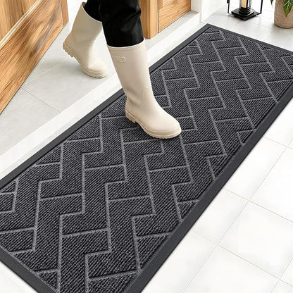 OLANLY Front Door Mat Outside 47x17, All-Season Absorbent Rubber Doormat | Grey by OLANLY