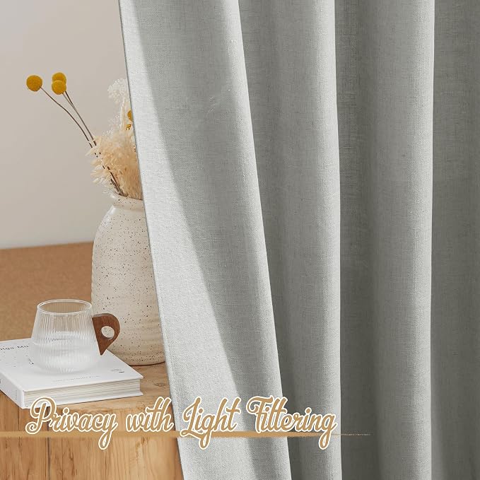 NICETOWN Linen Gray 108 inch Curtains - Image 5