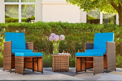 Devoko 4 Pieces Patio Wicker Furniture Set Outdoor Patio Chairs - Image 6