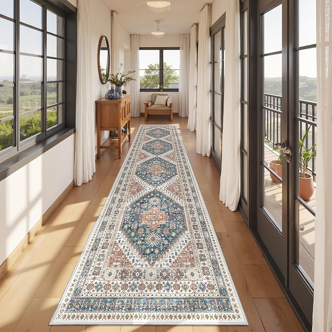 2.5x10 Kitchen Runner Rug Non Slip Vintage Washable Rugs, Carpet Runner - Image 3