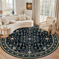 Round Area Rug for Living Room: 8ft Washable Rug for Bedroom Black | Vintage by EXPEDIX