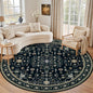 Round Area Rug for Living Room: 6ft Washable Rug for Bedroom Black | Vintage by EXPEDIX
