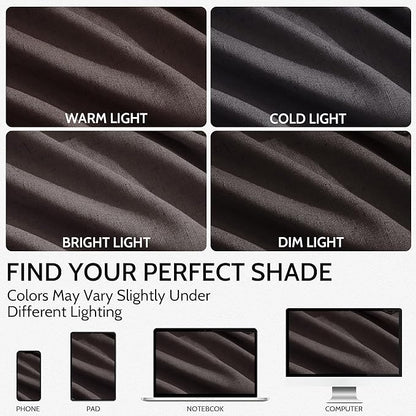 Cocoa Coffee Linen Blend Light Filtering Back Tab Curtains 108 Inches Long - Image 4