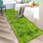 Tie-Dyed Runner Rug for Bedroom Green 2x10ft Fluffy Area Rug Bedside Runner Rug by JiaoBaba