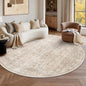 Schweek 8ft Circle Rug Neutral Beige Vintage Washable Non-Slip Round Rugs | by Schweek