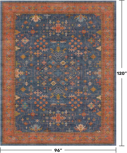 Washable Navy Blue Living Room Rug, 8x10 Area Rug - Image 2
