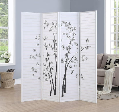 Roundhill Bamboo Print 4-Panel Framed Room Screen/Divider by RoundhillFurniture