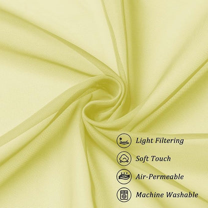Chyhomenyc Sheer Lemon Curtains 90 inches Long 2 Panels, Light Filtering Soft - Image 7