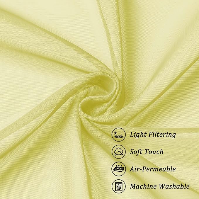 Chyhomenyc Sheer Lemon Tier Curtains 24 Inch Length Set, Small Window Kitchen - Image 7