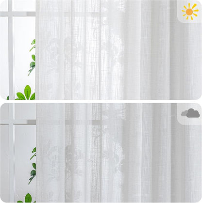MYSKY HOME Natural Linen Living Room Curtains, Semi Sheers Light Filtering Back - Image 3