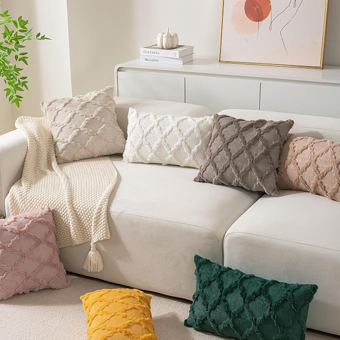 Set of 2 Soft Moroccan Throw Pillow Covers 12x20 Inch Plush Boho Decorative - Image 3
