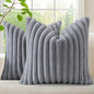 decorUhome Fall Faux Fur Throw Pillow Covers 22x22 Set of 2 Grey | Decorative by decorUhome