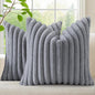 decorUhome Fall Faux Fur Throw Pillow Covers 20x20 Set of 2 Grey | Decorative by decorUhome