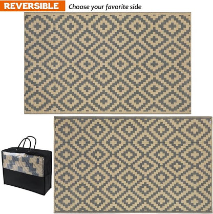 SAND MINE Reversible Mats, Plastic Straw Rug, Modern Area Rug, Large Floor Mat - Image 3