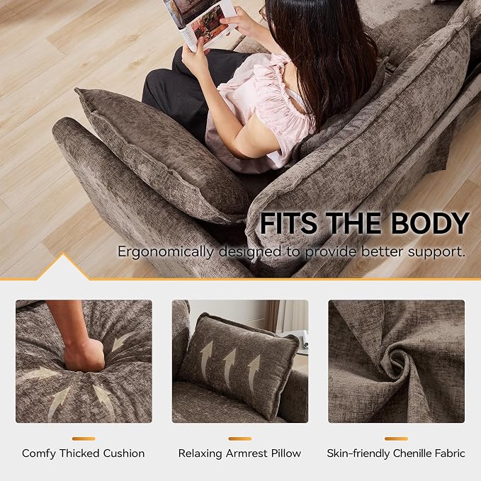 113'' V Shaped Cloud Sectional Sofa, Oversized Deep Seat Couches - Image 5