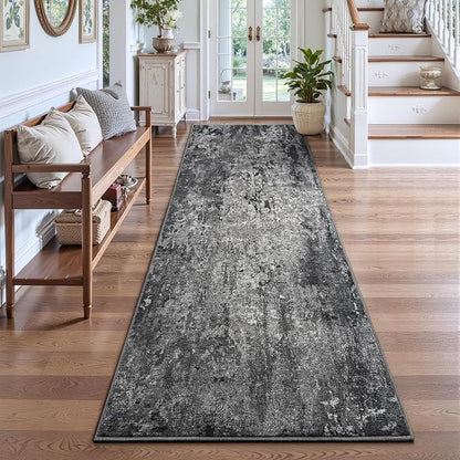 2x8 Black Rug Runners for Hallways Kitchen Runner Rug Non Slip Washable Black - Image 2