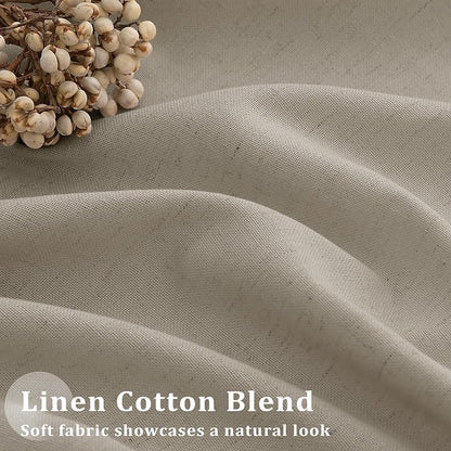 Extra Wide 100x90 Inch Curtains Linen Textured Burlywood Birch | Light - Image 7