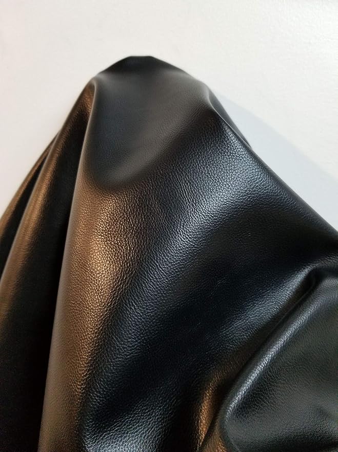 NAT Leathers | Black Pebbled Soft Faux Leather Fabric Material Sheet PU | 10 by NATLeathers