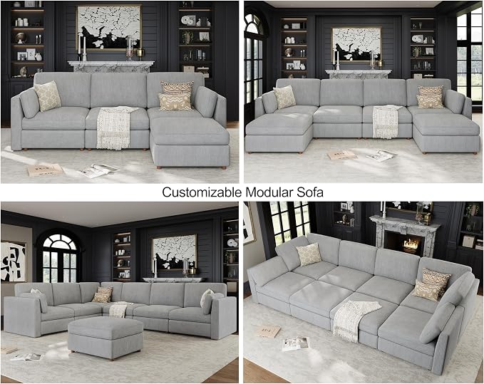 115'' Oversized Modular Sectional Sofa, Solid Wood Frame Sofa, Removable - Image 8