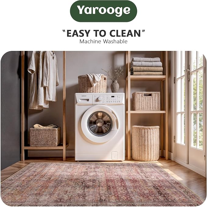 6x9 Area Rugs - Washable Vintage Retro Living Room Rug, Soft Ultra Thin Non - Image 6