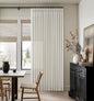 Natural Cream Semi Sheer Pinch Pleat Linen Back Tab Curtains 120 Inch Long | by Twodrapes