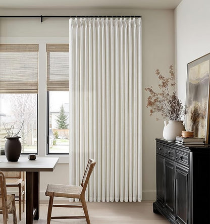 Farmhouse Linen Pleat Ivory Cream Semi Sheer Curtains 80 Inch Long 2 Panels | by Twodrapes