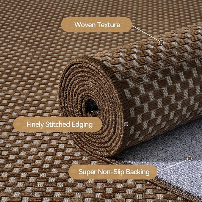 Kitchen Runner Rug Non Slip Hallway Runner Washable Dark Brown 2x6 ft | Boho - Image 5
